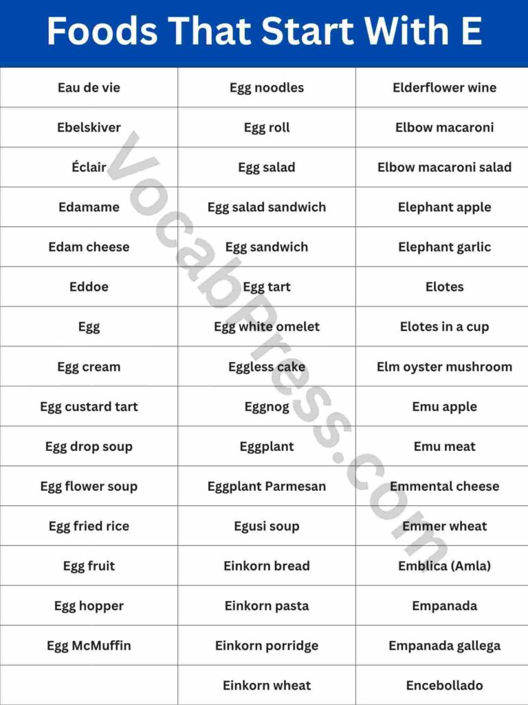 The Full List: 250+ Foods That Start With E