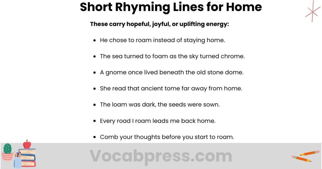 Short Rhyming Lines for Home