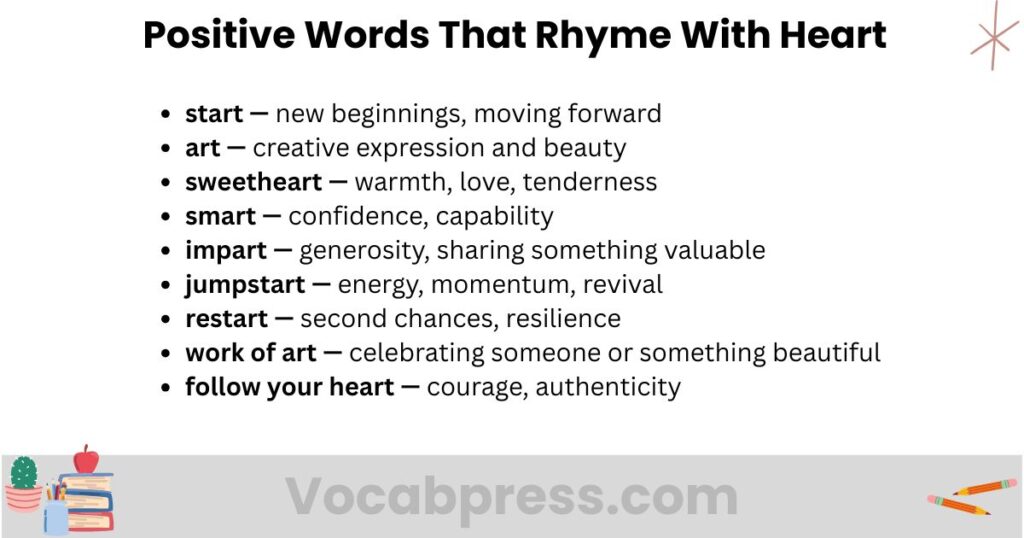 Positive Words That Rhyme With Heart 