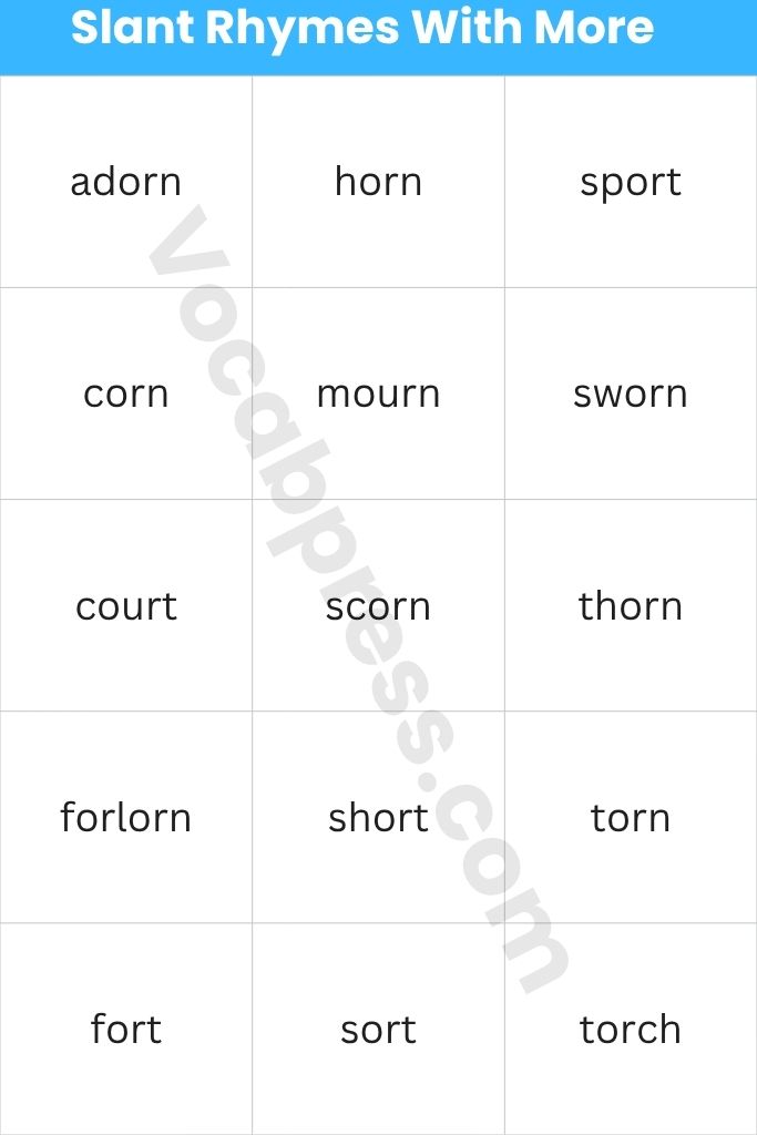 Slant Rhymes With More